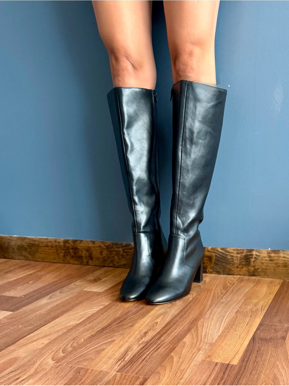 LOFT Black Tall Leather Knee Boots